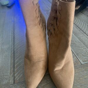 Aldo Tan Heeled Boots with Lace Detail size 7